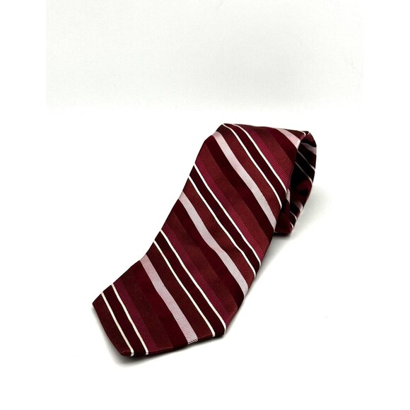 Michael Kors Burgundy‎ Pink Stripe Men’s Tie - Picture 1 of 5